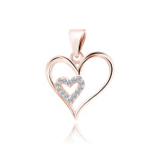 Pandantiv argint placat cu aur roz inima cu pietre DiAmanti Z1829CRG-DIA
